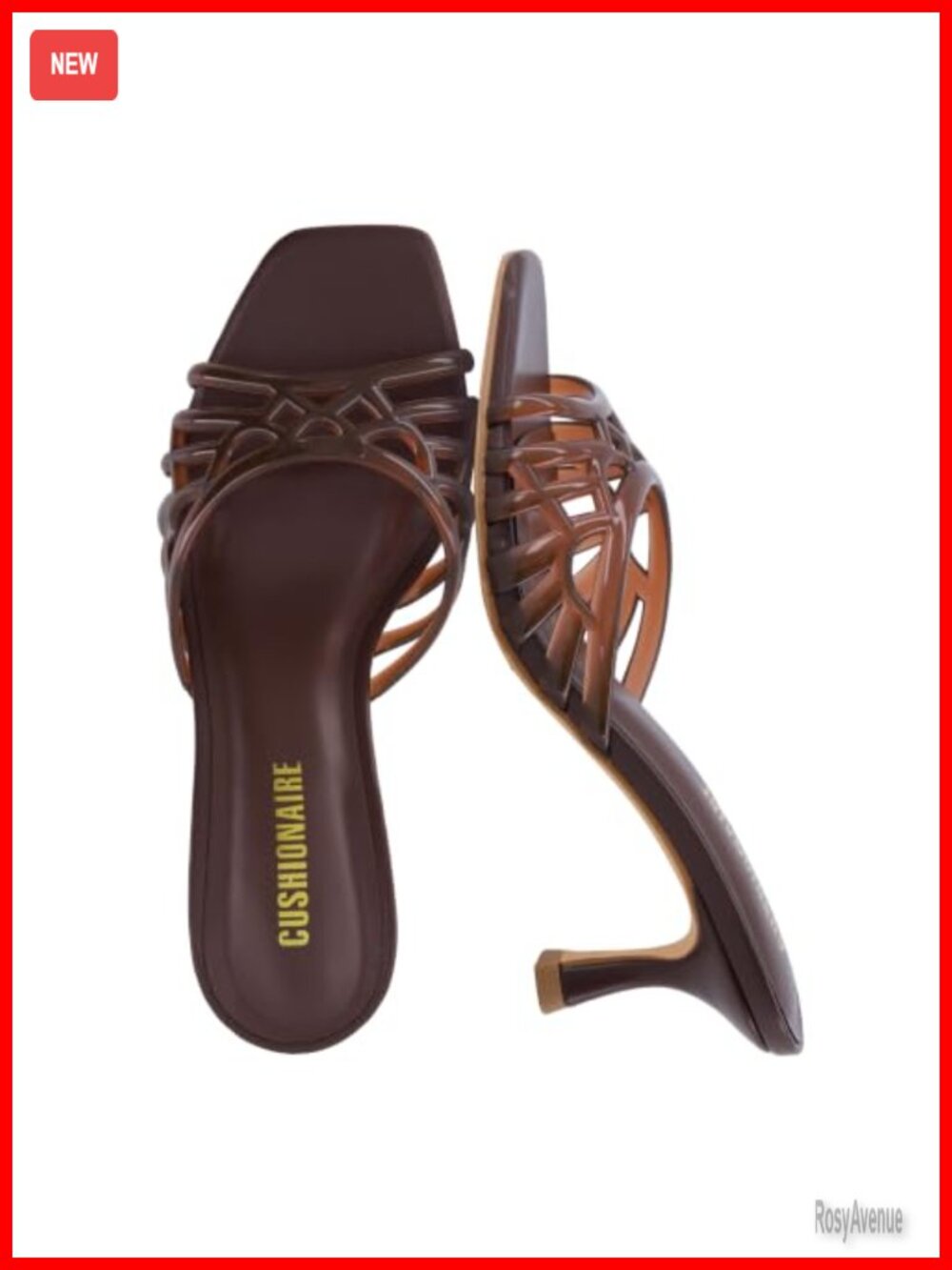 Cushionaire Women's Jelly Slide Kitten Heel Sandal Square Toe